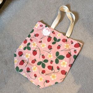 Oversized Strawberry Large Canvas Tote Bag NWT